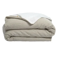 EMINZA Housse de couette réversible coton texturé et percale (240 x 220 cm) Alice Ecru Sale