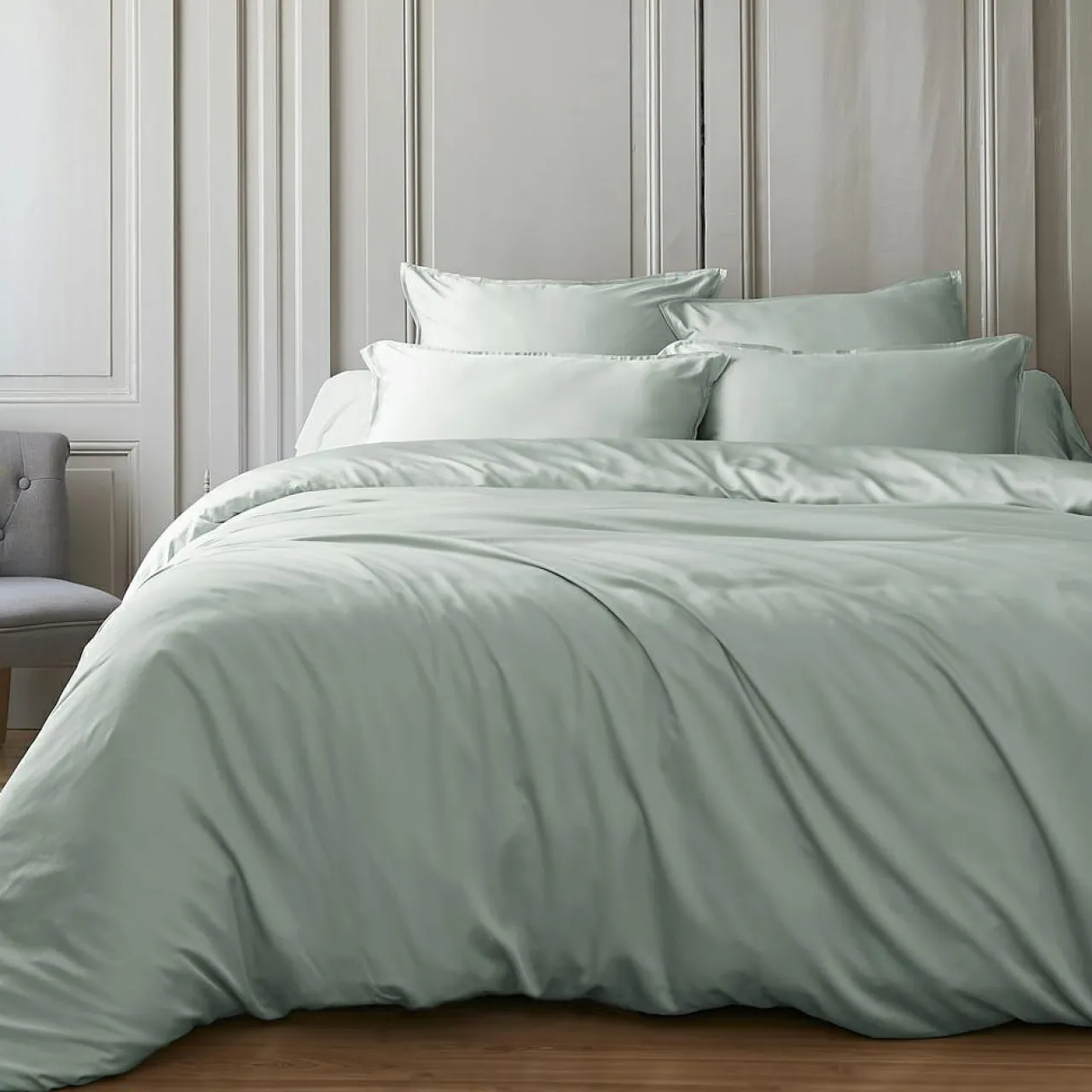 EMINZA Housse de couette satin de bambou (140 x 200 cm) Sienna Vert Eucalyptus Online