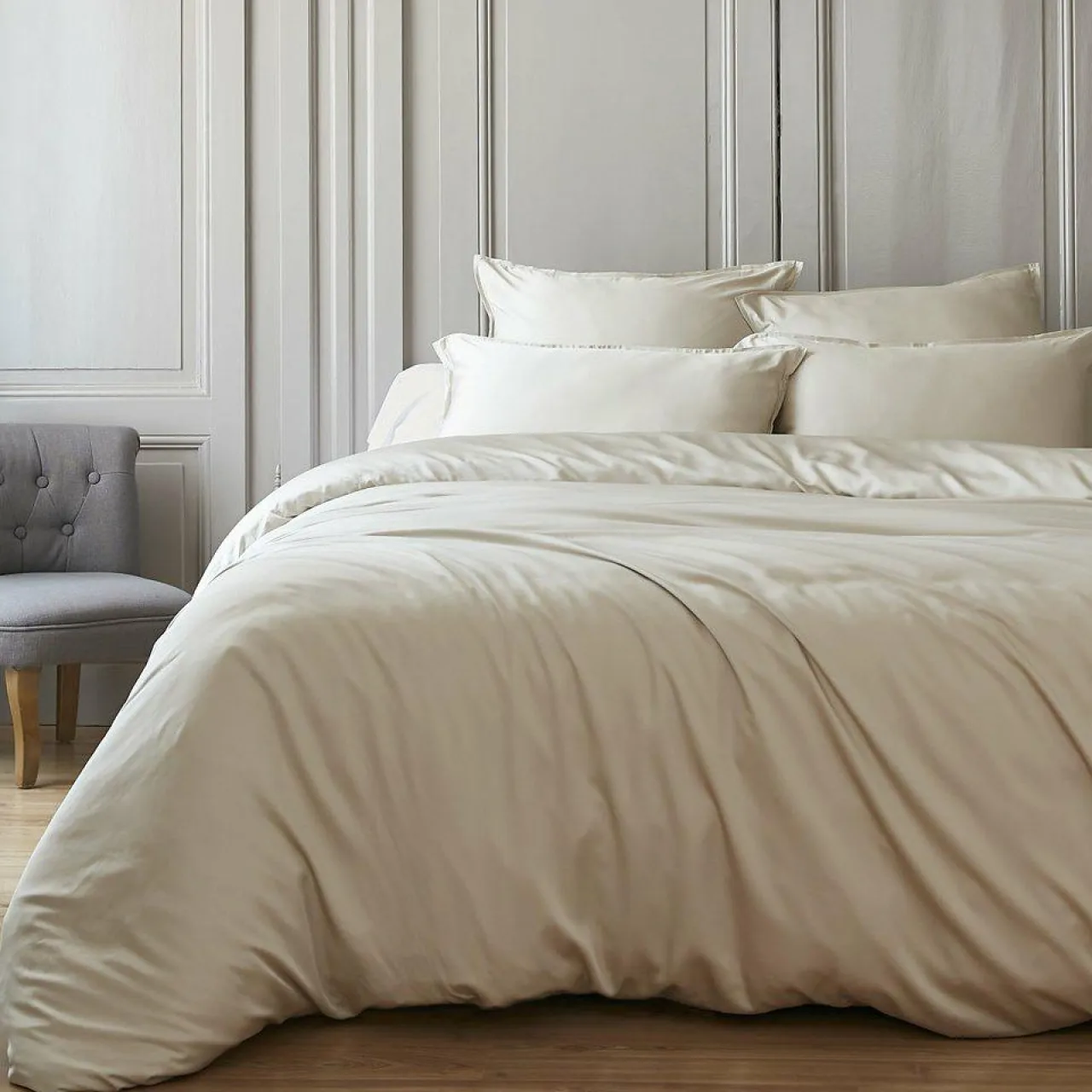 EMINZA Housse de couette satin de bambou (260 x 240 cm) Sienna Beige Outlet