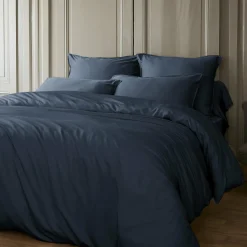 EMINZA Housse de couette satin de bambou (140 x 200 cm) Sienna Bleu nuit
