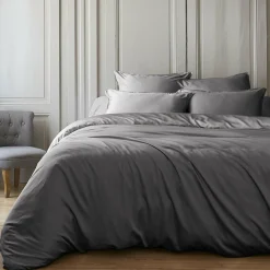 EMINZA Housse de couette satin de bambou (240 x 220 cm) Sienna granit Gris Discount