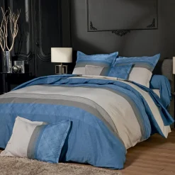 TRADI LINGE Housse de couette satin de coton (240 x 220 cm) Tiago e Bleu Hot