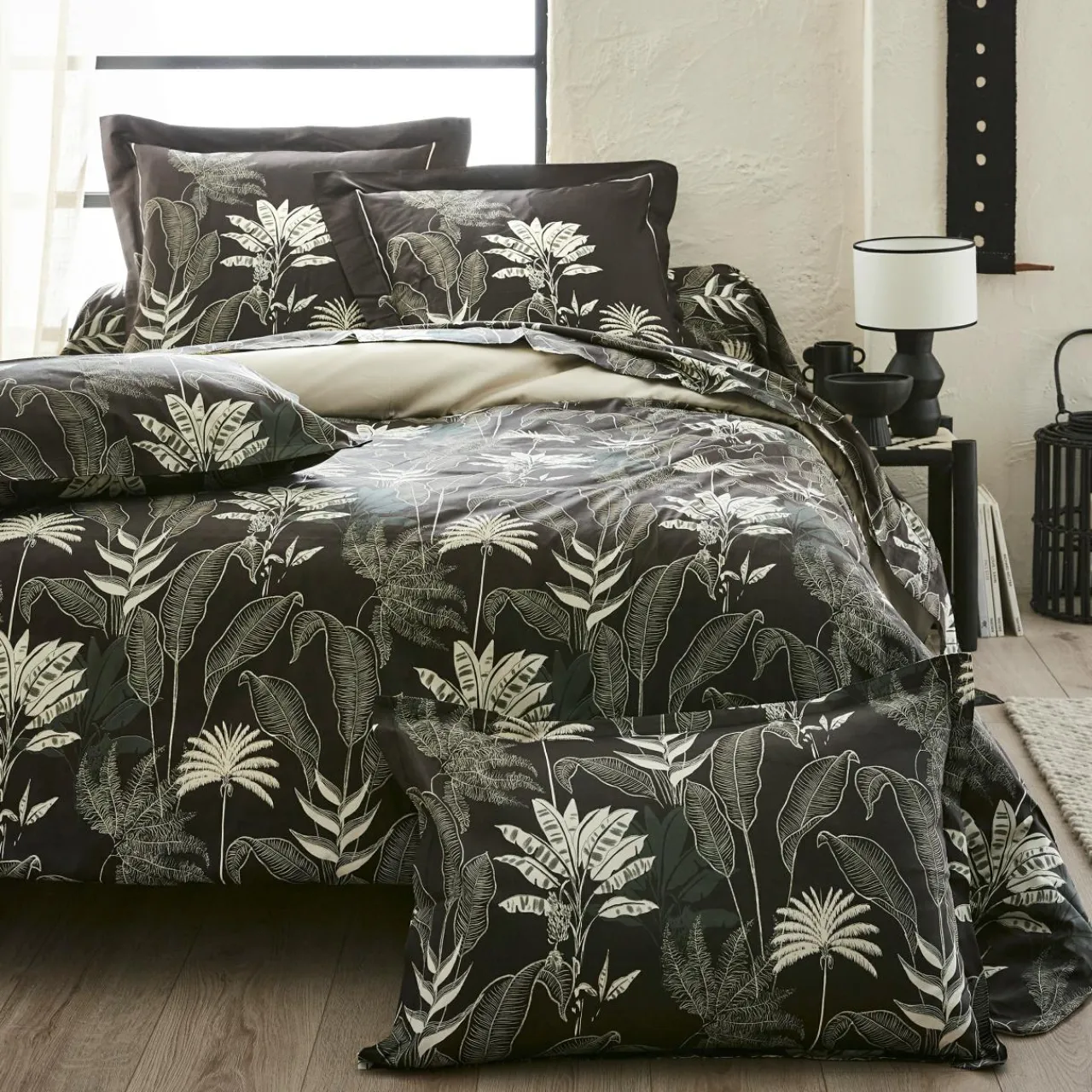 TRADILINGE Housse de couette satin de coton (200 x 200 cm) Cayenne e Noir Outlet