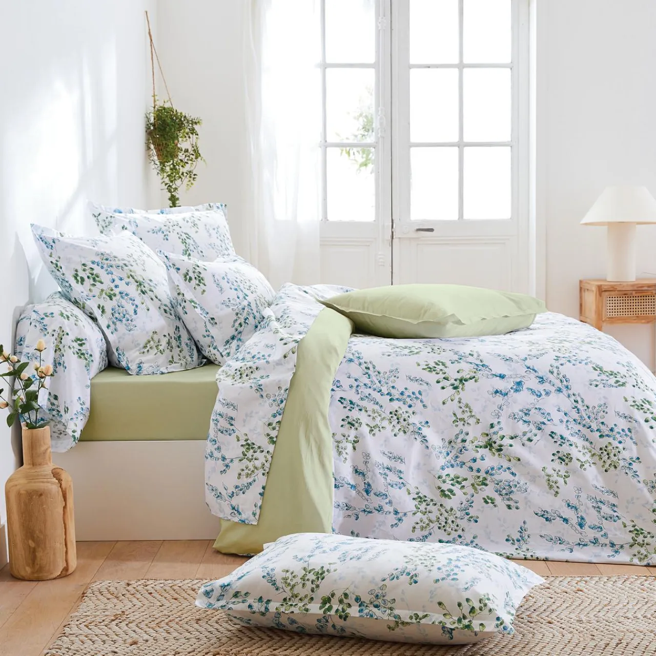 TRADILINGE Housse de couette satin de coton (200 x 200 cm) Angèle Vert tilleul Hot