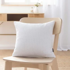 EMINZA Housse de coussin carrée coton nid d'abeille (40 x 40 cm) Maya he Blanc Online