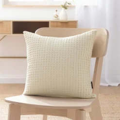 EMINZA Housse de coussin carrée coton nid d'abeille (40 x 40 cm) Maya pampa Beige Outlet