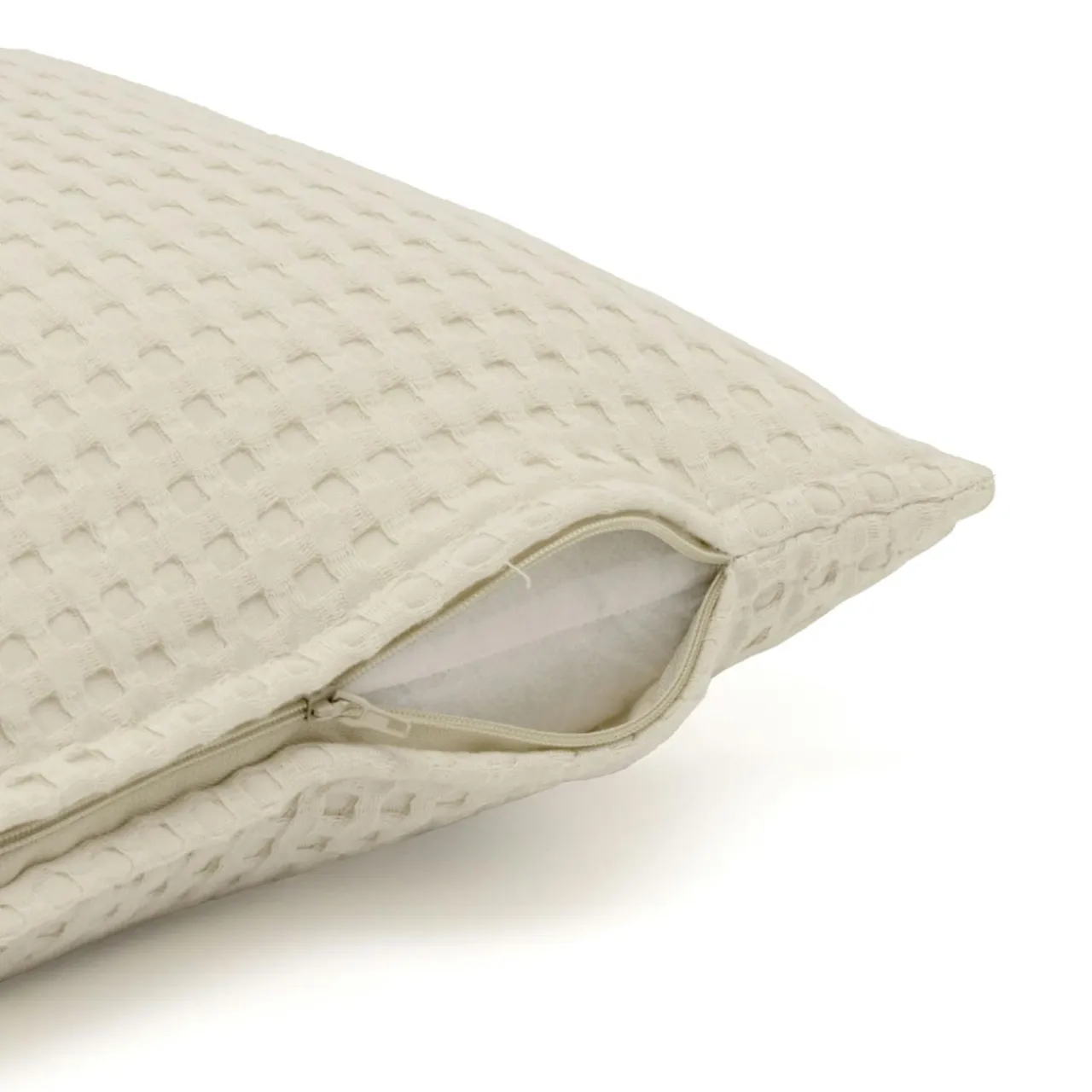 EMINZA Housse de coussin carrée coton nid d'abeille (40 x 40 cm) Maya pampa Beige Outlet