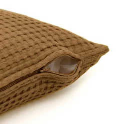 EMINZA Housse de coussin carrée coton nid d'abeille (40 x 40 cm) Maya Camel New
