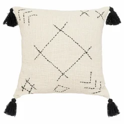 ATMOSPHERA Housse de coussin carrée coton (40 x 40 cm) Stitch Beige