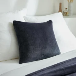 EMINZA Housse de coussin carrée flanelle (45 x 45 cm) Didou Gris Anthracite