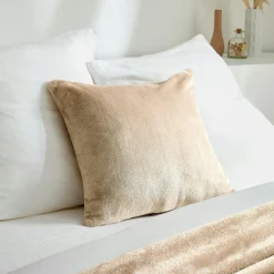 EMINZA Housse de coussin carrée flanelle (45 x 45 cm) Didou glacé Marron Online