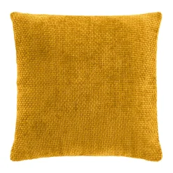 douceur d'intu017drieur Housse de coussin carrée velours chenille (40 x 40 cm) Leo Jaune ocre New