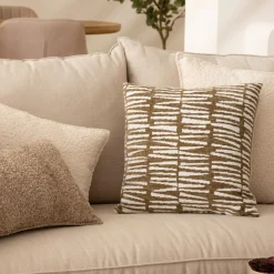 Atmosphera, cru017dateur d'intu017drieur Housse de coussin carrée (40 x 40 cm) Jeni Vert kaki Clearance