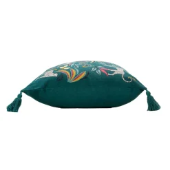 DOUCEUR D'INTERIEUR Housse de coussin coton pompons (40 x 40 cm) Malaga Bleu canard Outlet