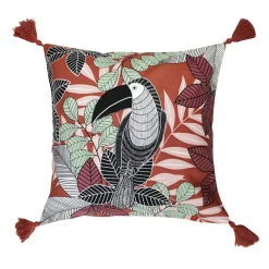 DOUCEUR D'INTERIEUR Housse de coussin coton pompons (40 x 40 cm) Wallis Rose Outlet