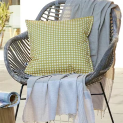 EMINZA Housse de coussin extérieur carrée (45 x 45 cm) Vickie Jaune Vichy jaune Sale