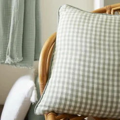 EMINZA Housse de coussin extérieur carrée (45 x 45 cm) Vickie Vert eucalyptus Vichy eucalyptus Sale