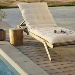 L'effet papillon Housse de coussin pour bain de soleil (190 x 70 cm) Naia Ecru