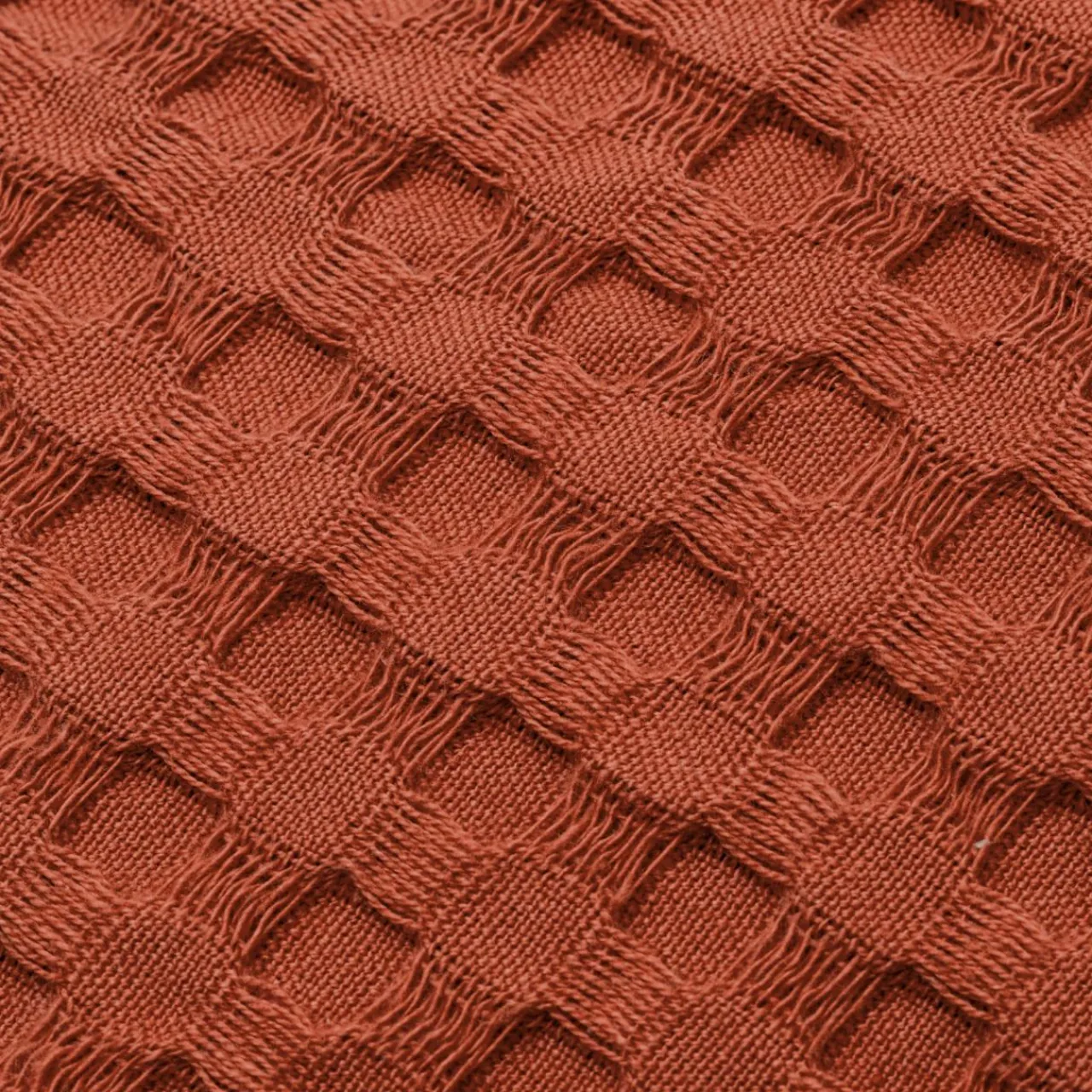 EMINZA Housse de coussin rectangulaire coton nid d'abeille (30 x 50 cm) Maya Terracotta