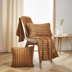 EMINZA Housse de coussin rectangulaire flanelle (30 x 50 cm) Dune Camel New