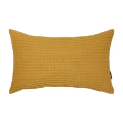 EMINZA Housse de coussin rectangulaire coton nid d'abeille (30 x 50 cm) Maya Jaune safran