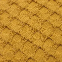 EMINZA Housse de coussin rectangulaire coton nid d'abeille (30 x 50 cm) Maya Jaune safran