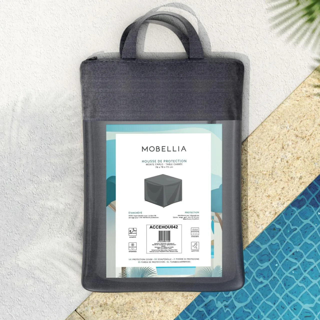 MOBELLIA Housse de protection imperméable pour Table de jardin carrée (78 x 78 cm) Monte Carlo Gris Anthracite Online