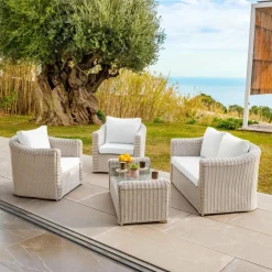 MOBELLIA Housses de coussin de remplacement pour salon de jardin Calvi 4 places - Blanc Hot
