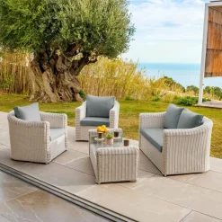 MOBELLIA Housses de coussin de remplacement pour salon de jardin Calvi 4 places - Gris clair Best