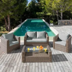 MOBELLIA Housses de coussin de remplacement pour salon de jardin Calvi 4 places - Gris clair Best