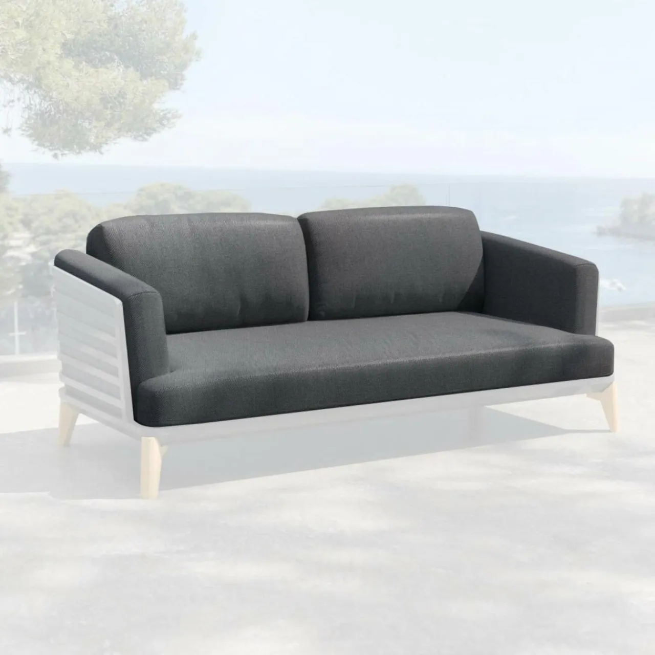 MOBELLIA Housses de coussin de remplacement pour Canapé 2 places Monte Carlo Gris Anthracite Best