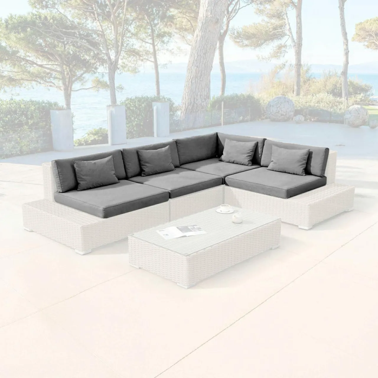 MOBELLIA Housses de coussin de remplacement pour salon de jardin 5 places Palma Gris anthracite Gris foncé Online