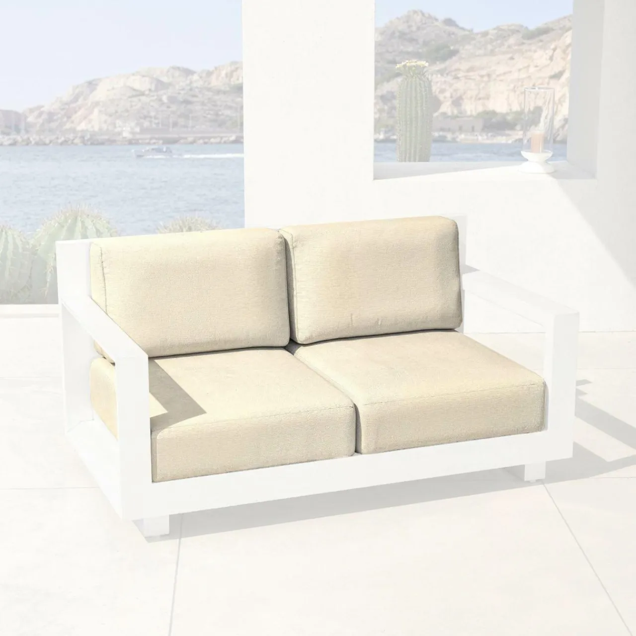 MOBELLIA Housses de coussin de remplacement pour Canapé 2 places Elba Beige Hot