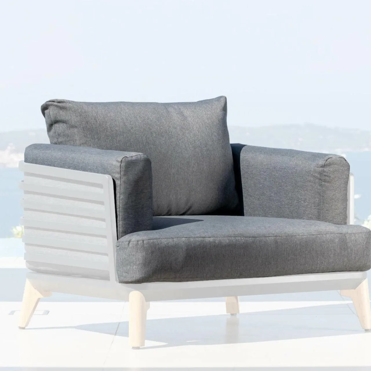 MOBELLIA Housses de coussin de remplacement pour Fauteuil Monte Carlo Gris Anthracite Hot