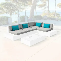 MOBELLIA Housses de coussin de remplacement pour salon de jardin 5 places Palma Gris Outlet