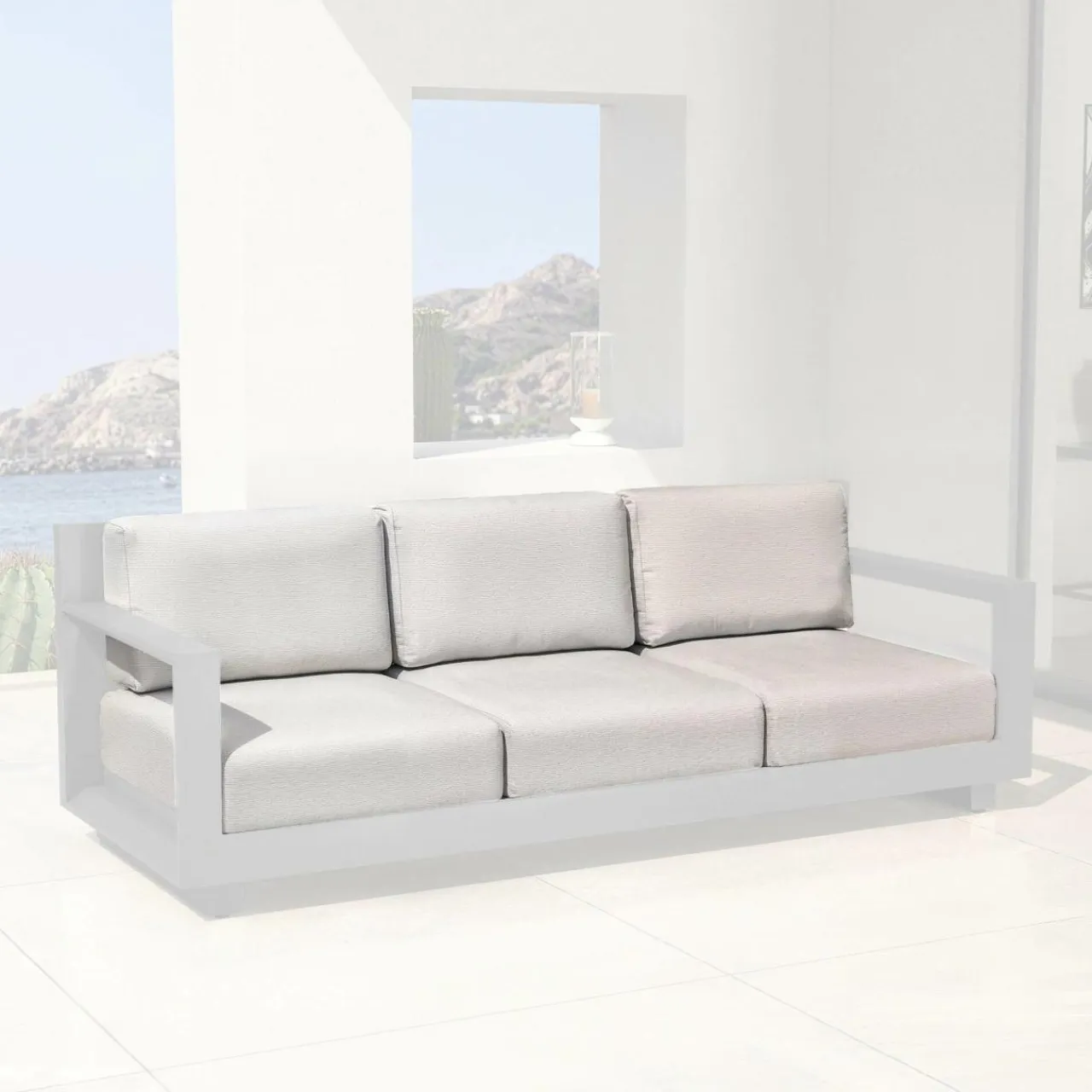 MOBELLIA Housses de coussin de remplacement pour Canapé 3 places Elba Gris clair Discount