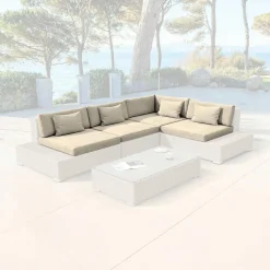 MOBELLIA Housses de coussin de remplacement pour salon de jardin 5 places Palma Beige Hot