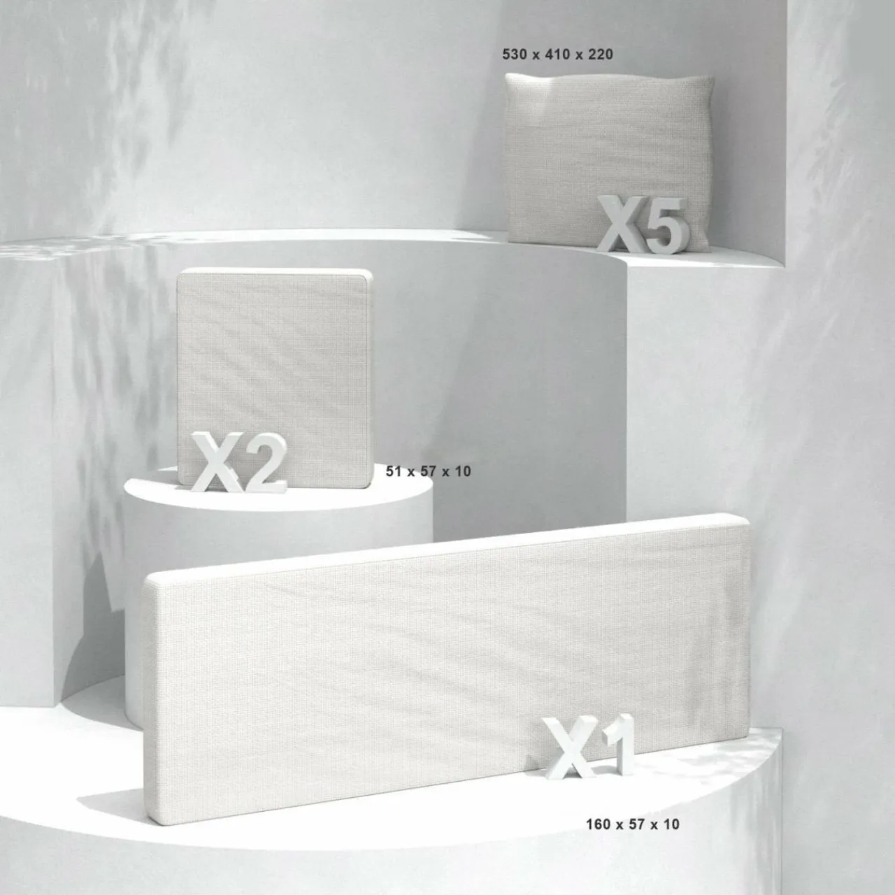 MOBELLIA Housses de coussin de remplacement pour salon de jardin Calvi 5 places - Blanc Hot