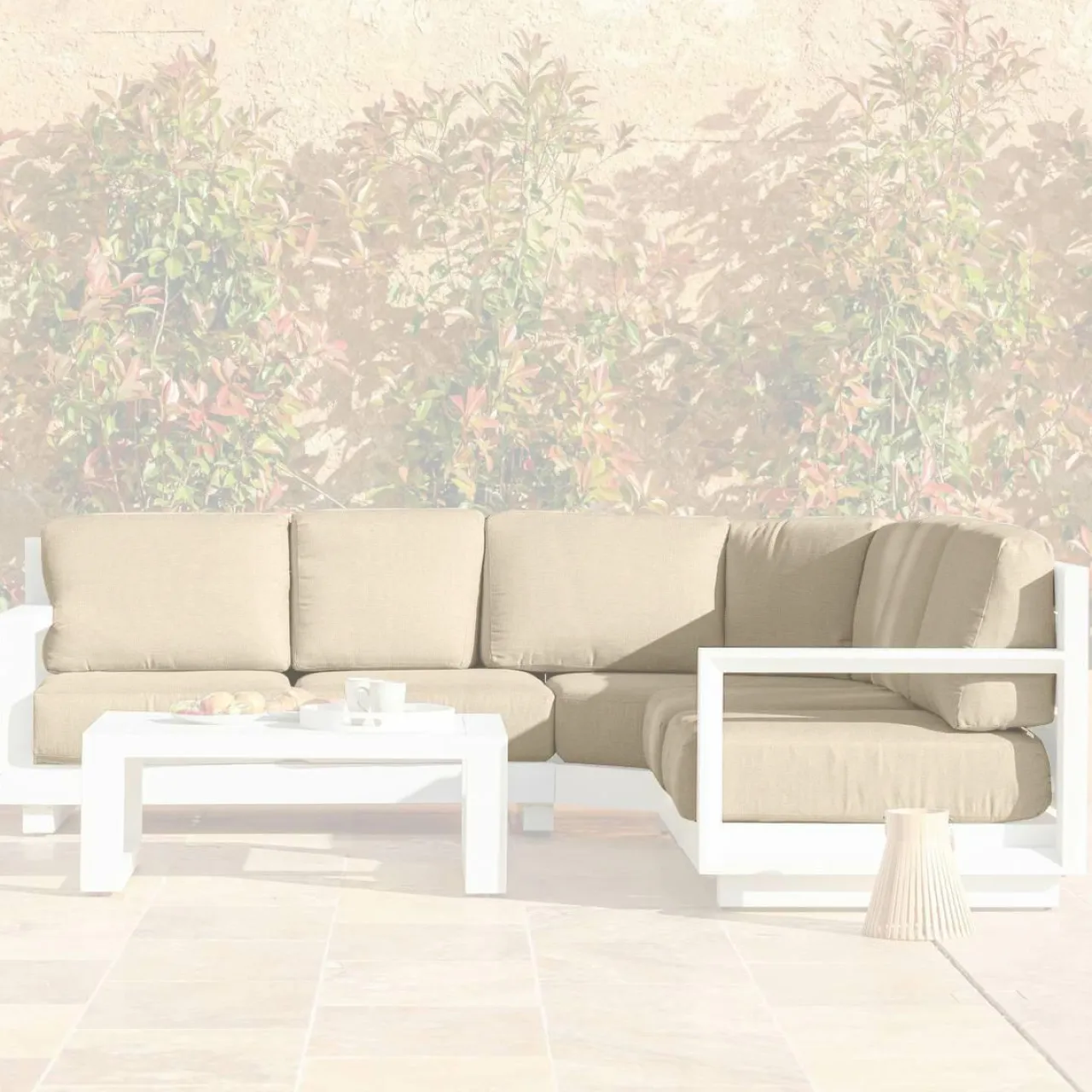 MOBELLIA Housses de coussin de remplacement pour salon de jardin d'angle Elba Beige Clearance