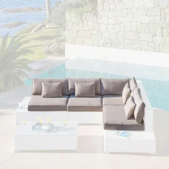 MOBELLIA Housses de coussin de remplacement pour salon de jardin 5 places Palma Taupe Hot