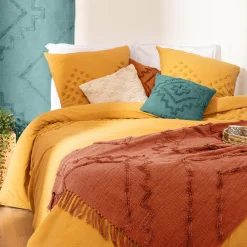 ATMOSPHERA Jeté de canapé coton (130 x 180 cm) Inca Terracotta Discount