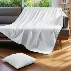 EMINZA Jeté de lit coton tissé (130 x 160 cm) Léa Blanc