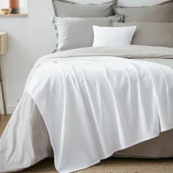 EMINZA Jeté de lit coton tissé (130 x 160 cm) Léa Blanc