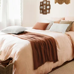 ATMOSPHERA Jeté de lit coton (130 x 180 cm) Widdy Terracotta New