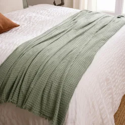 ATMOSPHERA Jeté de lit coton (130 x 180 cm) Widdy céladon Vert New