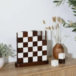 Atmosphera, cru017dateur d'intu017drieur Jeu Damier Bois (27 x 28 cm) Twist Marron Online