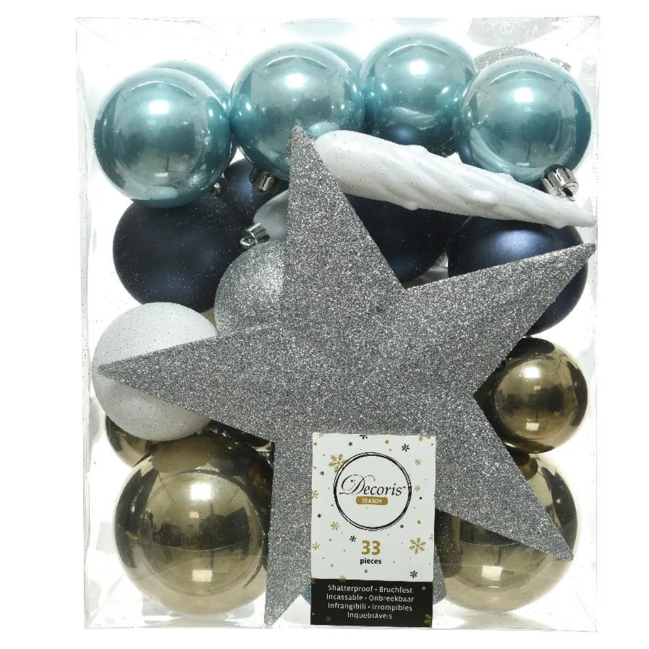 KAEMINGK Kit de décoration de sapin de Noël Novae multi Argent Bleu nuit Best
