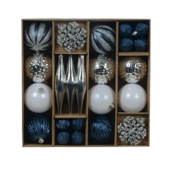 KAEMINGK Kit de décoration de sapin de Noël Christmas argent et blanc Bleu Outlet