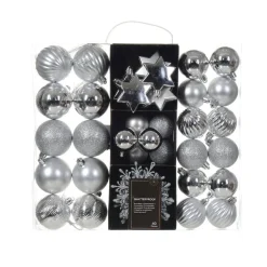 KAEMINGK Kit de décoration de Sapin de Noël (40 pcs) Cristal Argent Hot