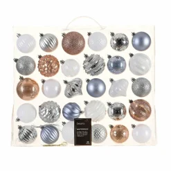 KAEMINGK Kit de décoration de sapin de Noël Agéna Blanc, Argent, Bleu vaporeux et Rose pétillant Online